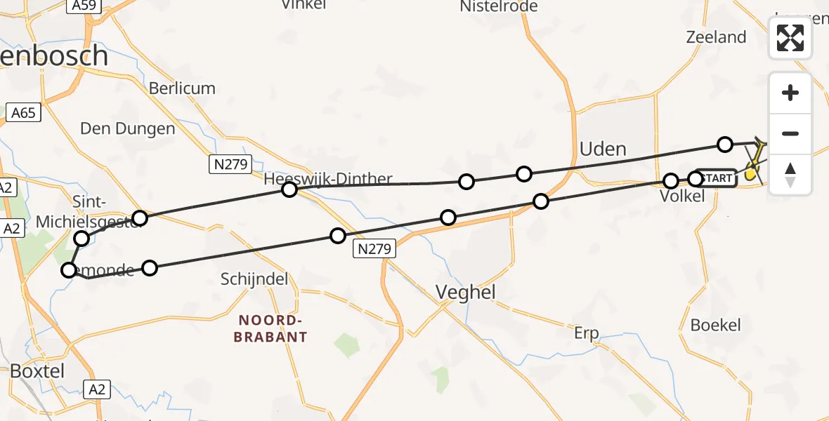 Routekaart van de vlucht: Lifeliner 3 naar Vliegbasis Volkel, Linie