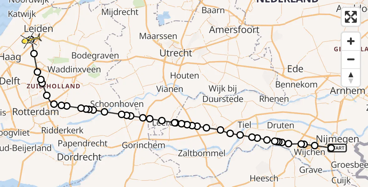 Routekaart van de vlucht: Lifeliner 2 naar Voorschoten, St. Annastraat