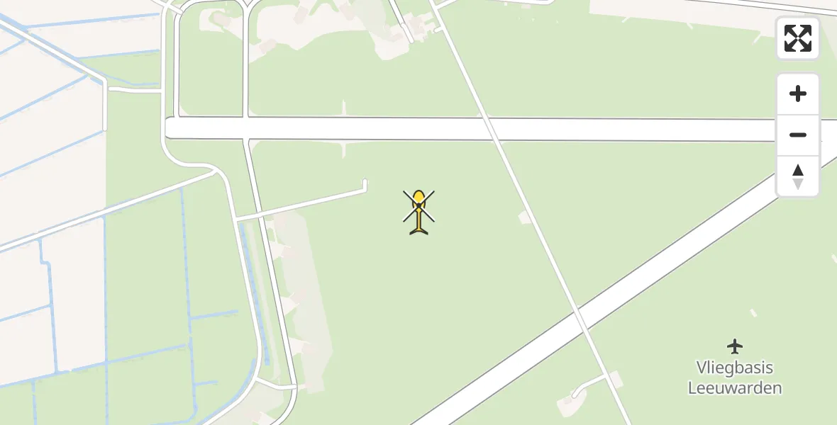 Vluchtroute Ambulancehelikopter van Vliegbasis Leeuwarden naar Vliegbasis Leeuwarden
