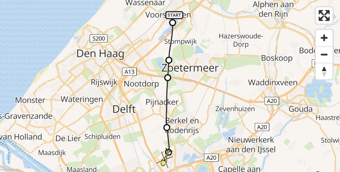 Routekaart van de vlucht: Lifeliner 2 naar Rotterdam The Hague Airport, Jan Bakkersloot