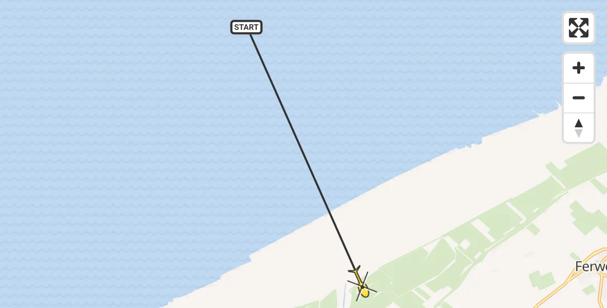 Routekaart van de vlucht: Ambulancehelikopter naar Marrum, Alde Dobbe