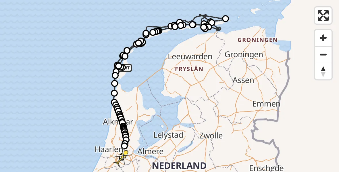 Routekaart van de vlucht: Politieheli naar Schiphol, Postweg