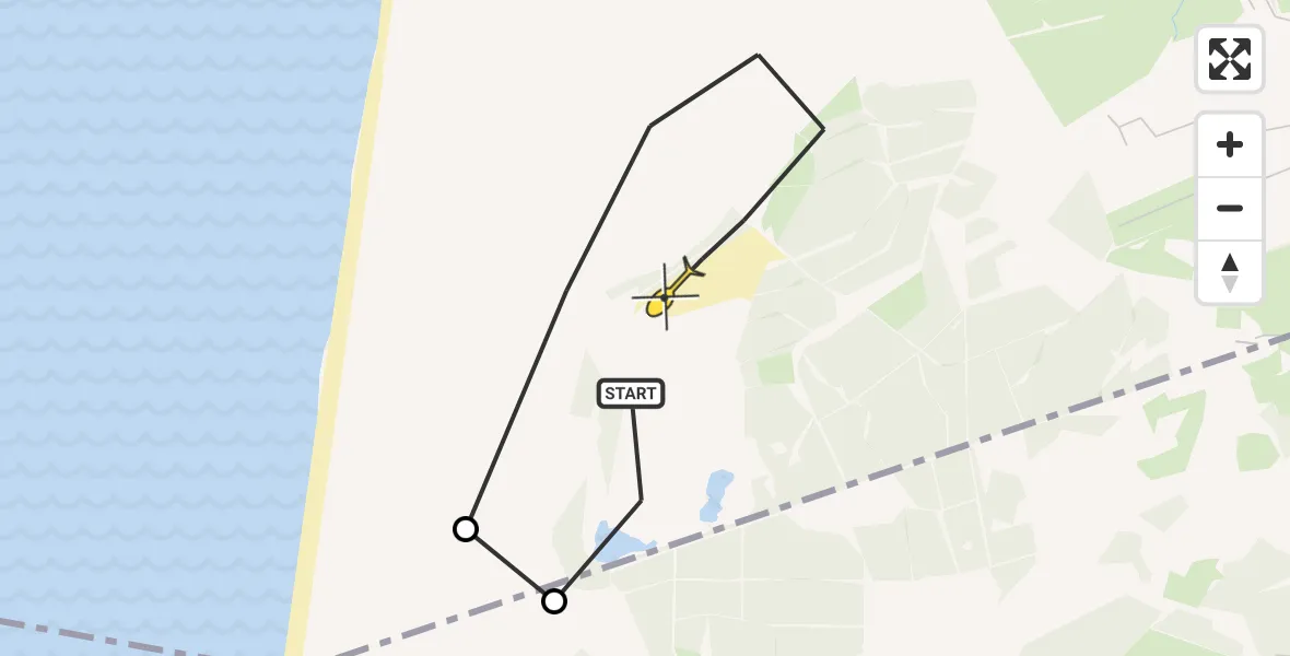 Routekaart van de vlucht: Kustwachthelikopter naar Egmond-Binnen, Van Oldenborghweg