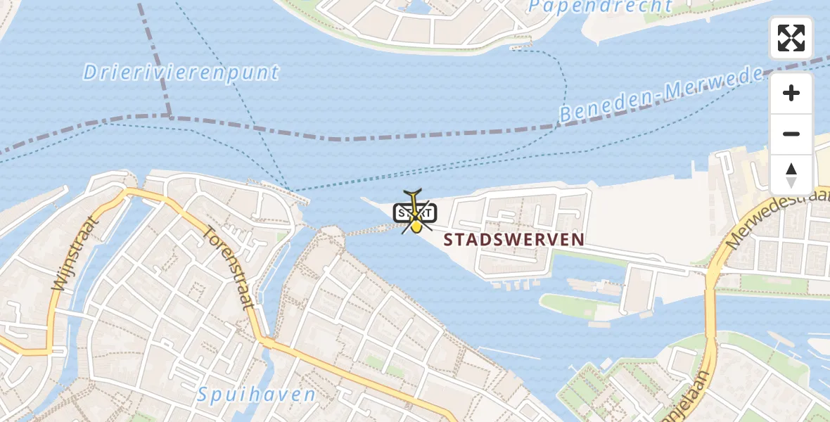 Routekaart van de vlucht: Lifeliner 2 naar Dordrecht, Pontonnierswerf