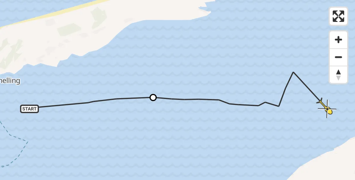 Routekaart van de vlucht: Ambulancehelikopter naar Hollum, Riepel
