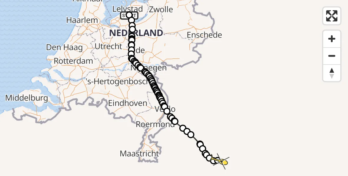 Routekaart van de vlucht: Traumahelikopter naar Sankt Augustin, Eendentocht