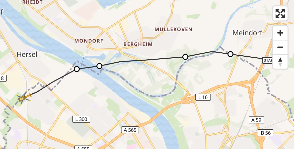 Vluchtroute Ambulancehelikopter Sankt Augustin - , 03 april 2024, 06:16
