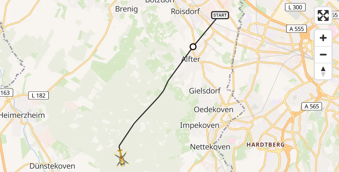 Vluchtroute Ambulancehelikopter Bornheim - , 03 april 2024, 06:19