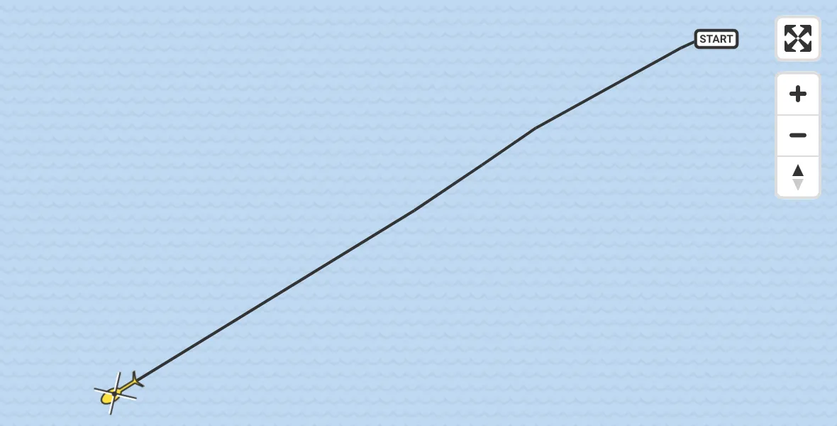 Routekaart van de vlucht: Kustwachthelikopter naar Ouddorp