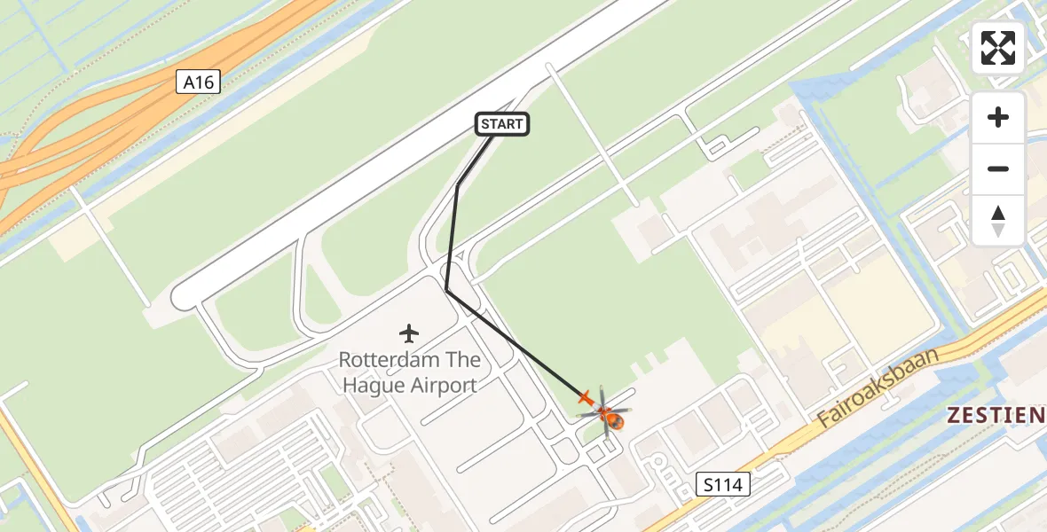 Vluchtroute Kustwachthelikopter Rotterdam The Hague Airport - Rotterdam The Hague Airport, 03 april 2024, 09:40