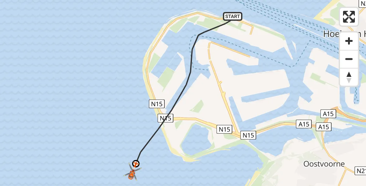 Vluchtroute Kustwachthelikopter Maasvlakte - , 03 april 2024, 10:43
