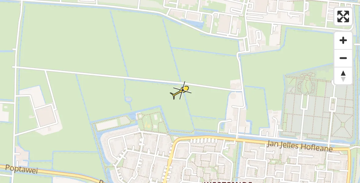 Vluchtroute Ambulancehelikopter van Vliegbasis Leeuwarden naar Vliegbasis Leeuwarden