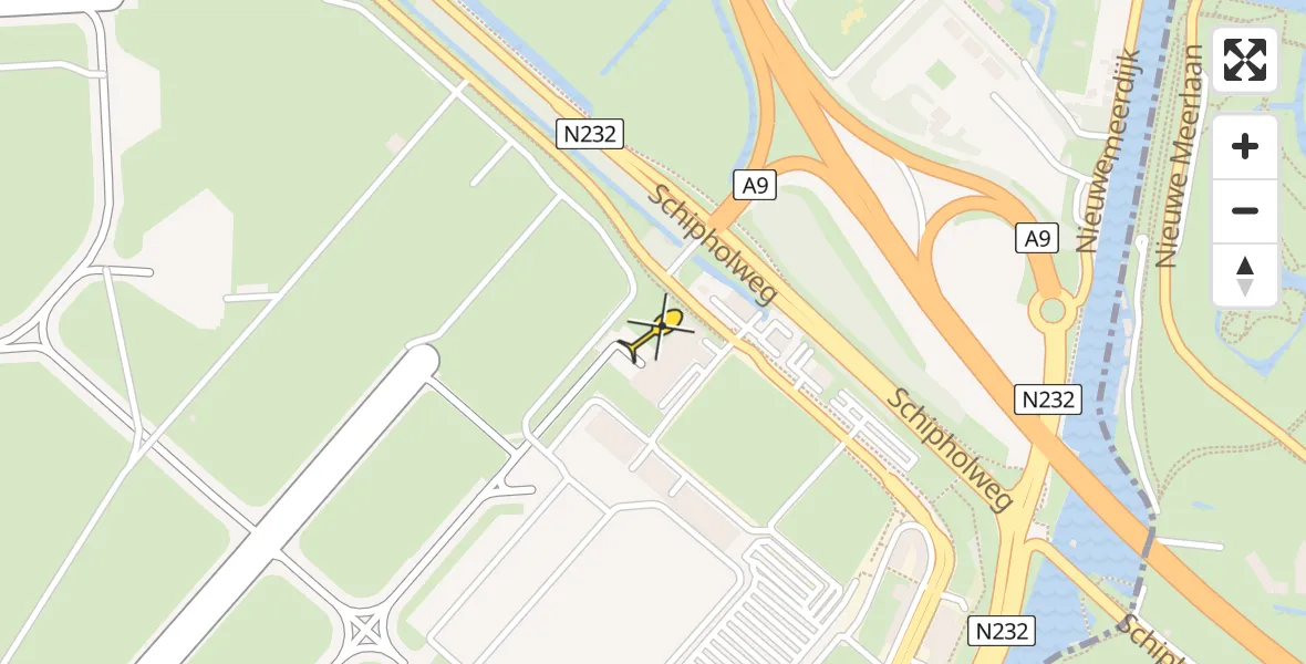 Vluchtroute Politiehelikopter van Schiphol naar Schiphol