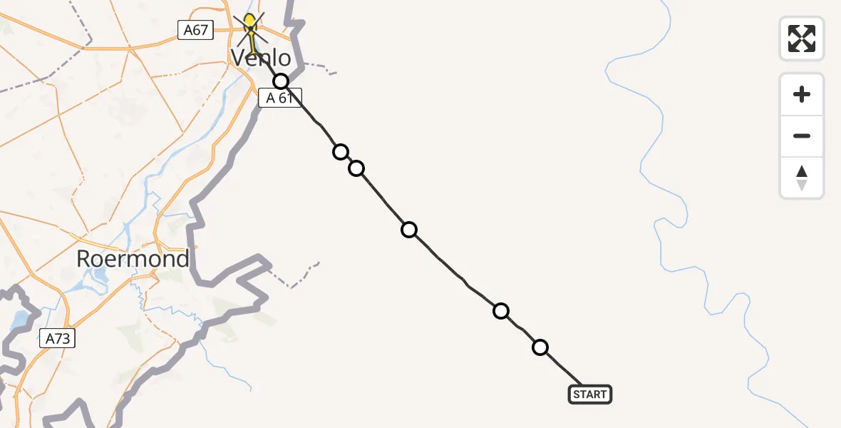 Routekaart van de vlucht: Ambulanceheli naar Venlo, Ankerkade