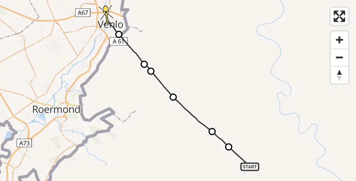 Routekaart van de vlucht: Ambulancehelikopter naar Venlo, Ankerkade