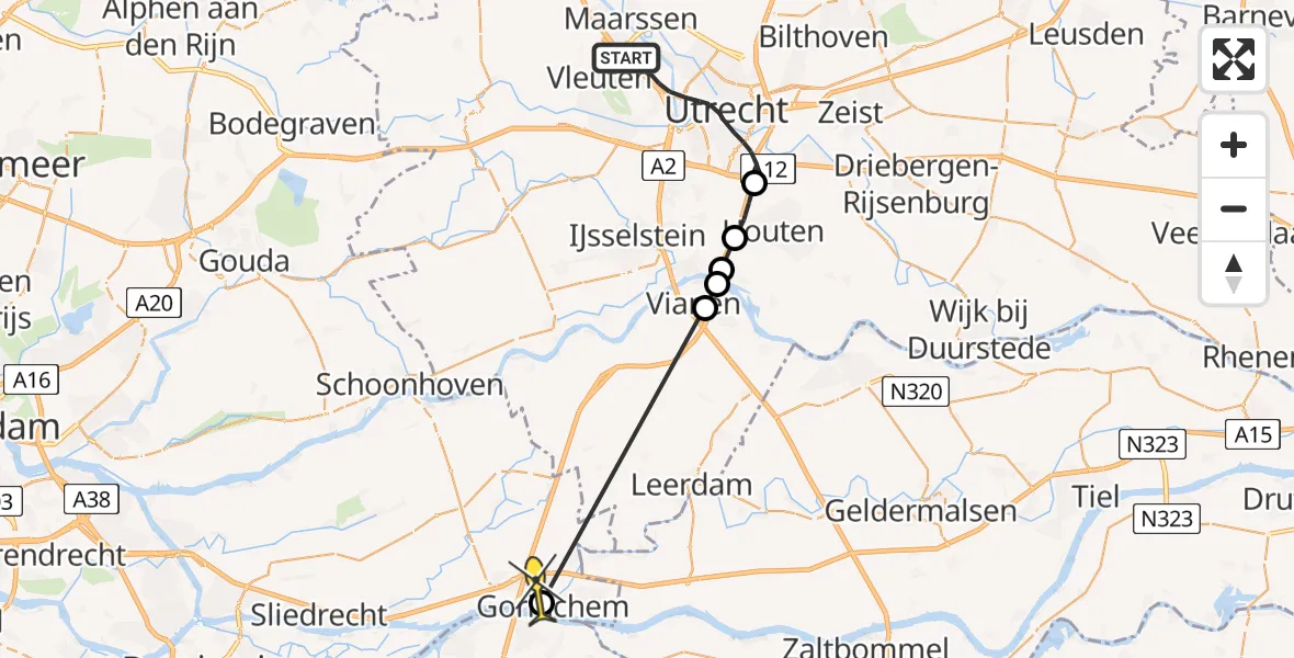 Routekaart van de vlucht: Politieheli naar Gorinchem, Hyperonenweg