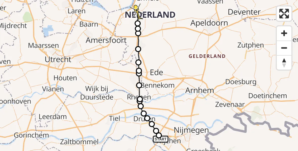 Routekaart van de vlucht: Ambulanceheli naar Putten, Hooiweg