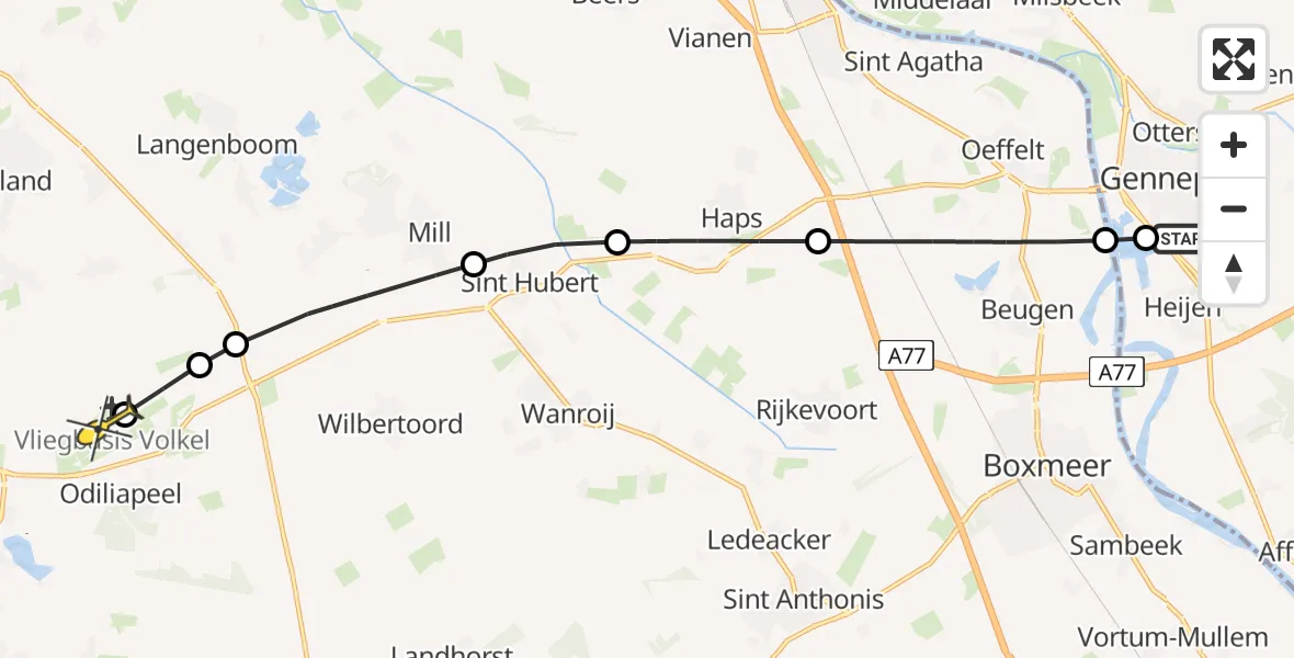 Routekaart van de vlucht: Lifeliner 3 naar Vliegbasis Volkel, Rijksvluchthaven Paesplas