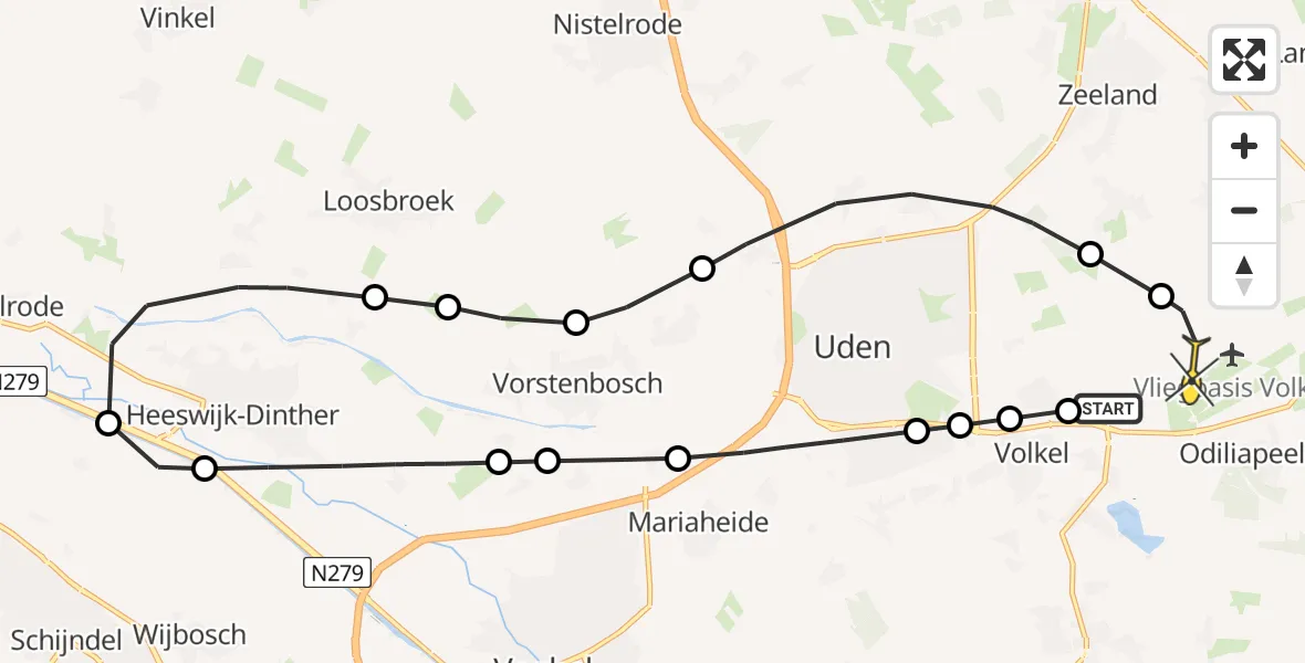 Routekaart van de vlucht: Lifeliner 3 naar Vliegbasis Volkel, Linie