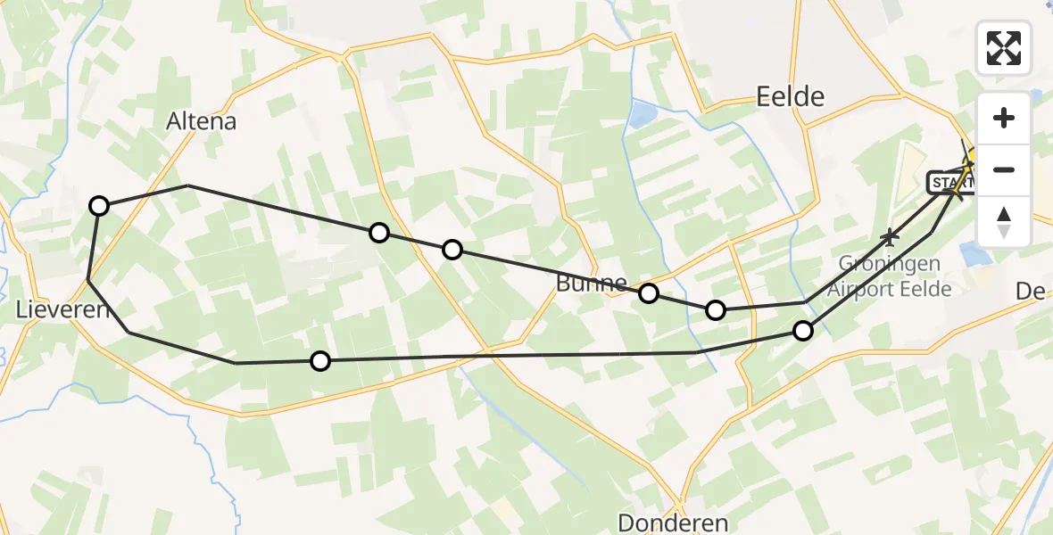 Routekaart van de vlucht: Lifeliner 4 naar Groningen Airport Eelde, Lugtenbergerweg