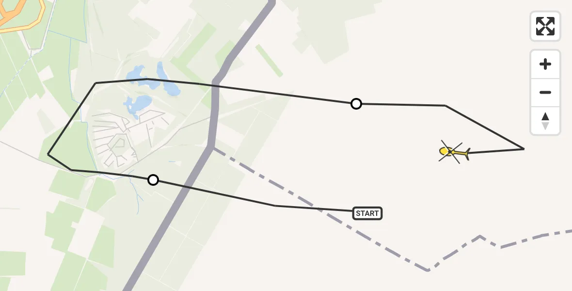 Routekaart van de vlucht: Politiehelikopter naar Nettetal, Maalbekerweg