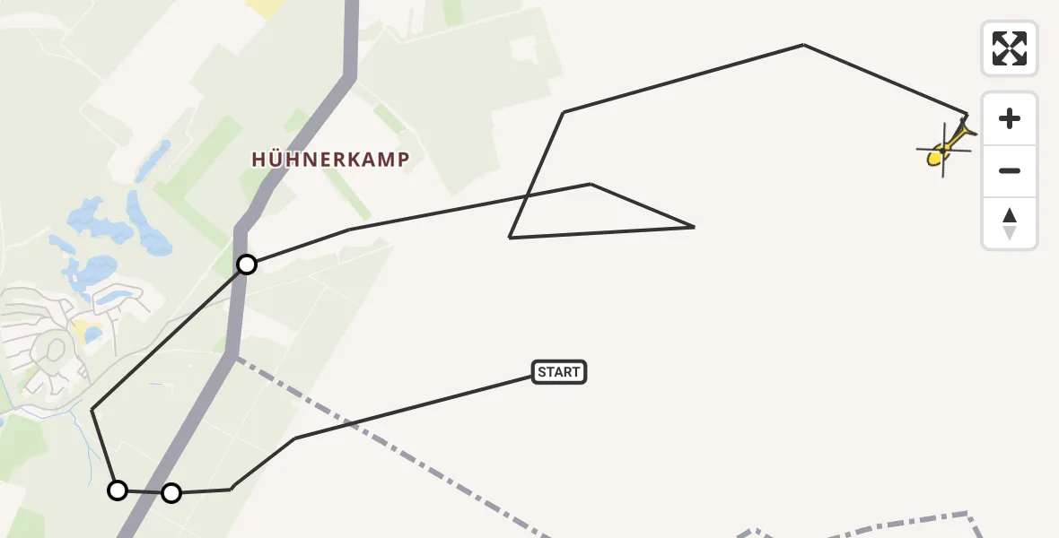 Routekaart van de vlucht: Politiehelikopter naar Nettetal, Maalbekerweg
