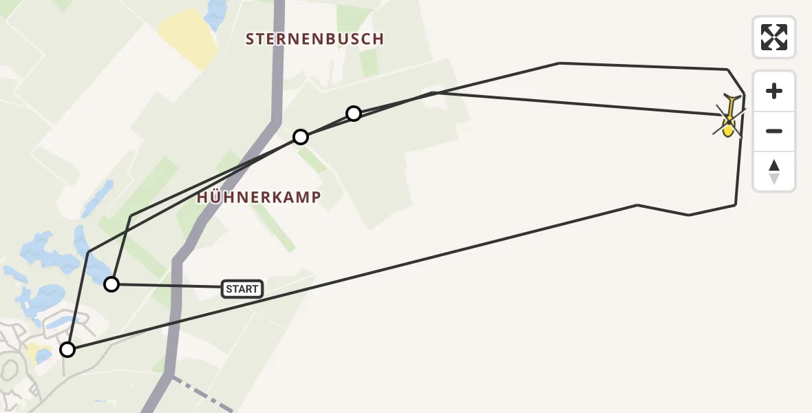 Routekaart van de vlucht: Politieheli naar Nettetal, Oude Brachterweg