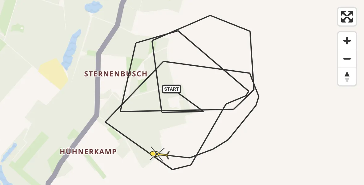 Routekaart van de vlucht: Politieheli naar Nettetal, Kaldenkerkergrensweg