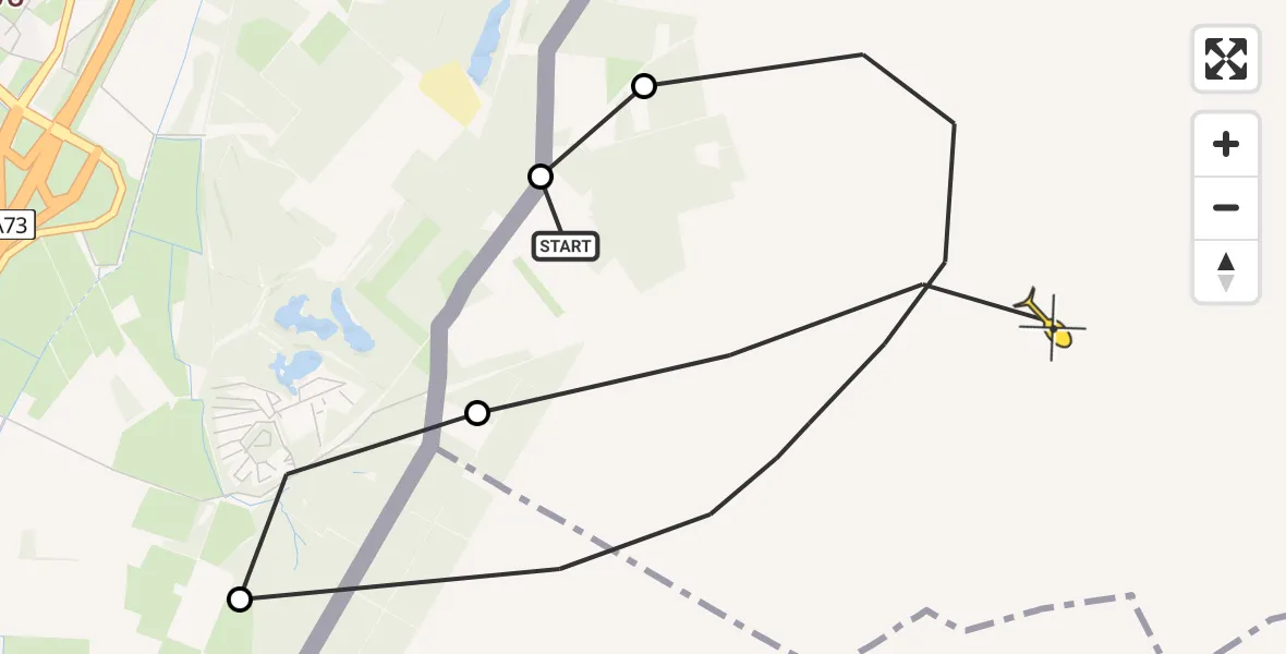 Routekaart van de vlucht: Politieheli naar Nettetal, Kaldenkerkergrensweg