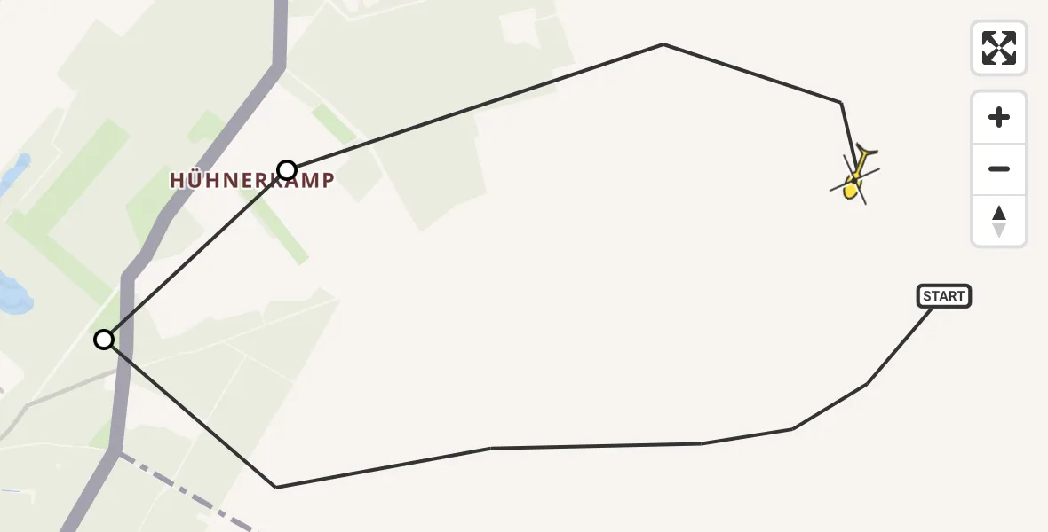 Routekaart van de vlucht: Politiehelikopter naar Nettetal, Maalbekerweg