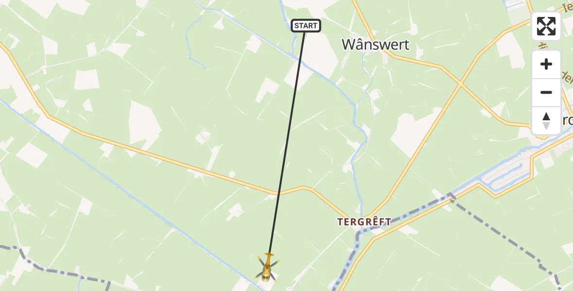 Vluchtroute Ambulancehelikopter Wânswert - Wânswert, 03 april 2024, 19:07