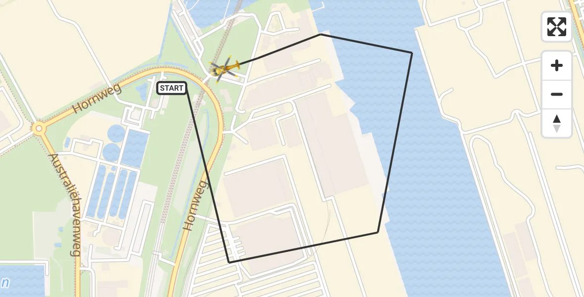 Vluchtroute Traumahelikopter van Amsterdam Heliport naar Amsterdam Heliport