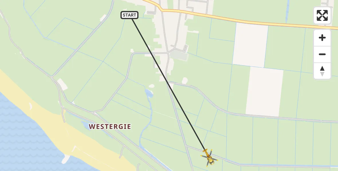 Vluchtroute Ambulancehelikopter Hollum - Hollum, 04 april 2024, 00:15