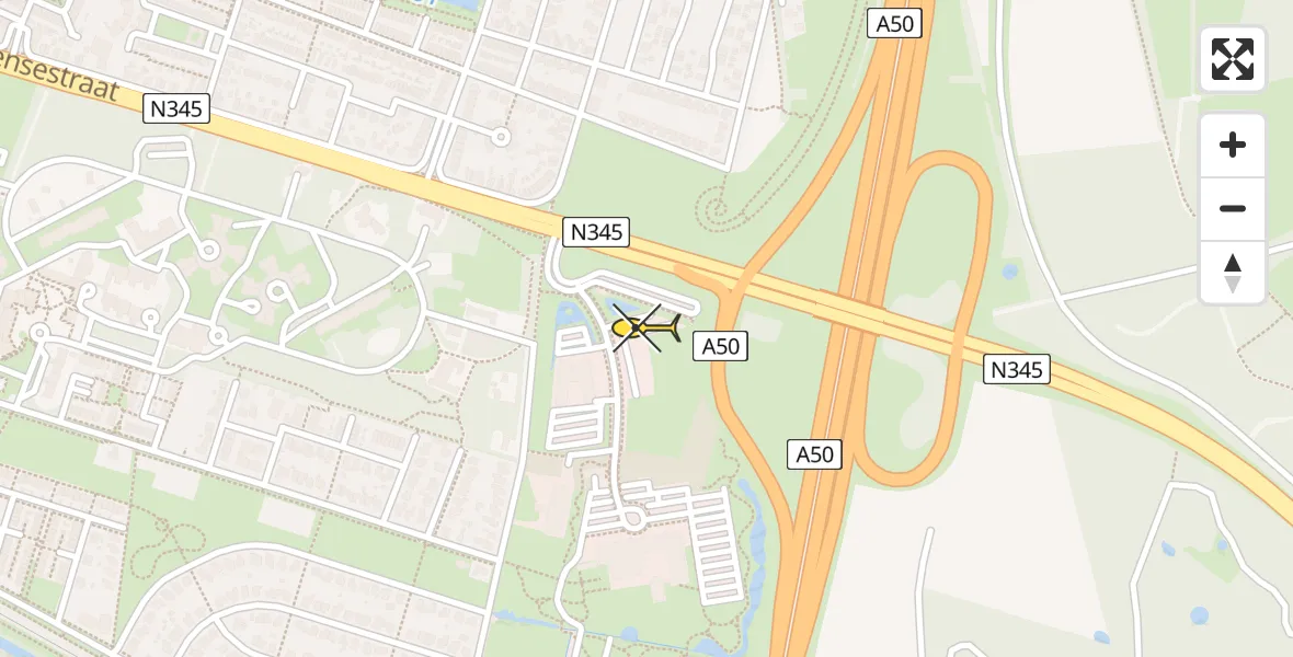 Routekaart van de vlucht: Traumahelikopter naar Apeldoorn