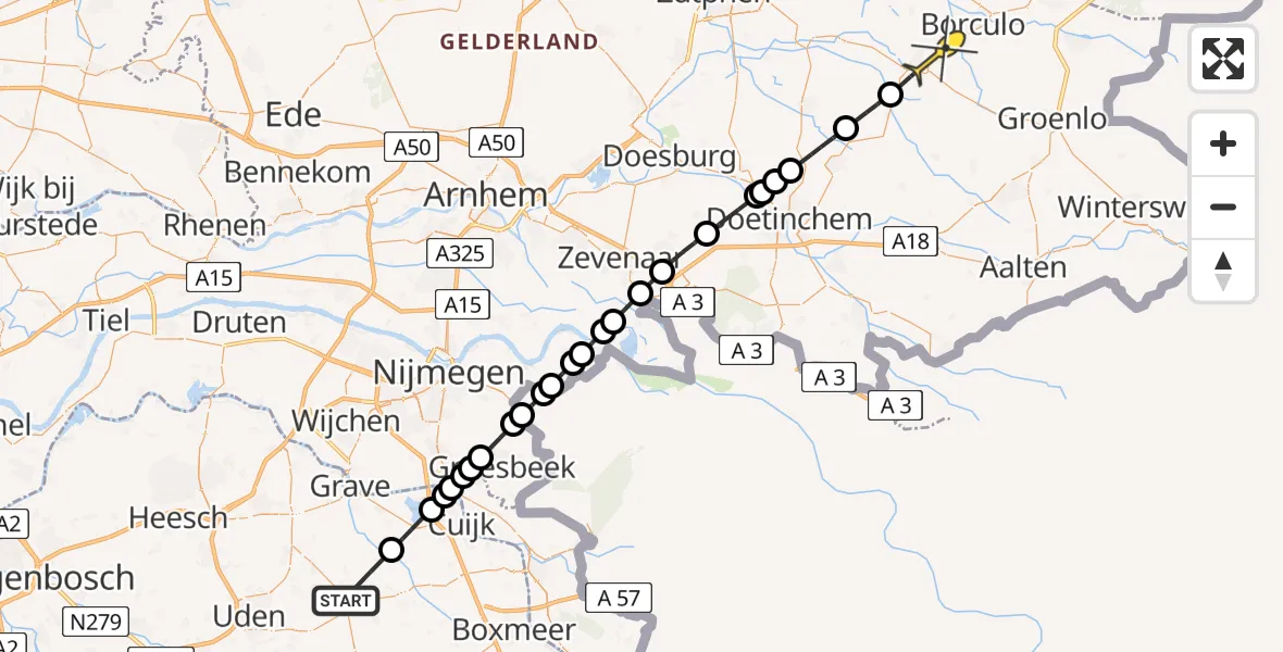 Routekaart van de vlucht: Lifeliner 3 naar Ruurlo, Rosmolen