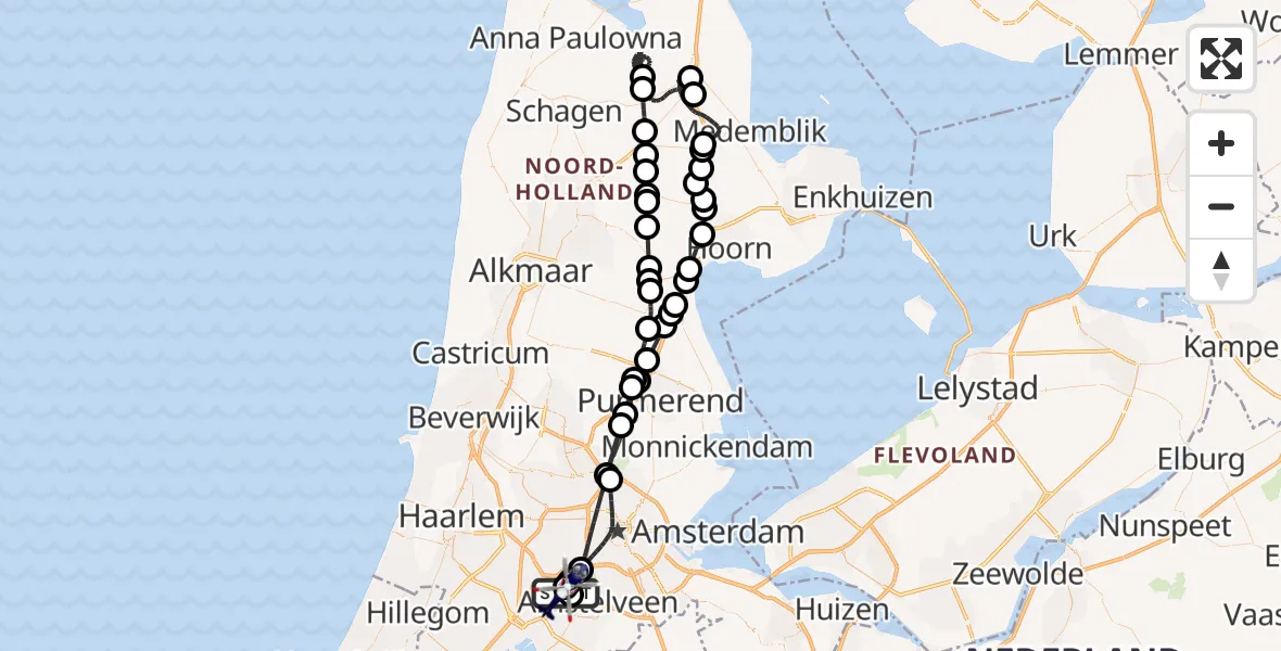 Vluchtroute Politiehelikopter Schiphol - Schiphol, 04 april 2024, 09:34