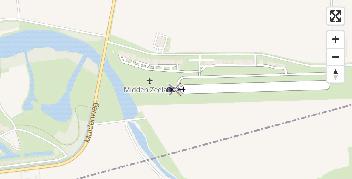 Vluchtroute Politiehelikopter Vliegveld Midden-Zeeland - Vliegveld Midden-Zeeland, 04 april 2024, 09:42