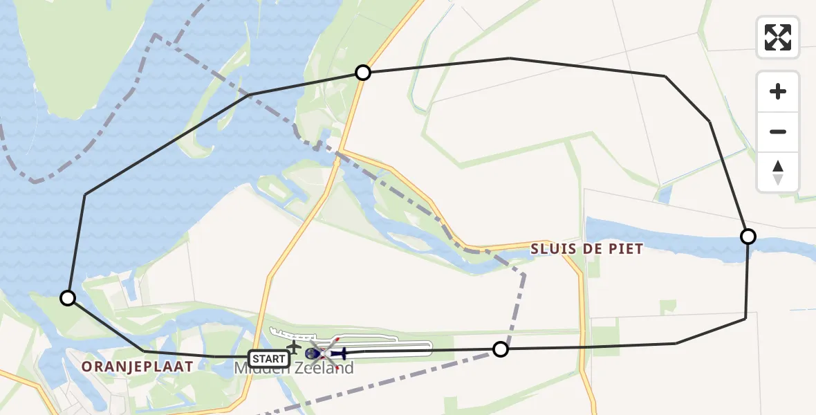 Vluchtroute Politiehelikopter Vliegveld Midden-Zeeland - Vliegveld Midden-Zeeland, 04 april 2024, 09:53