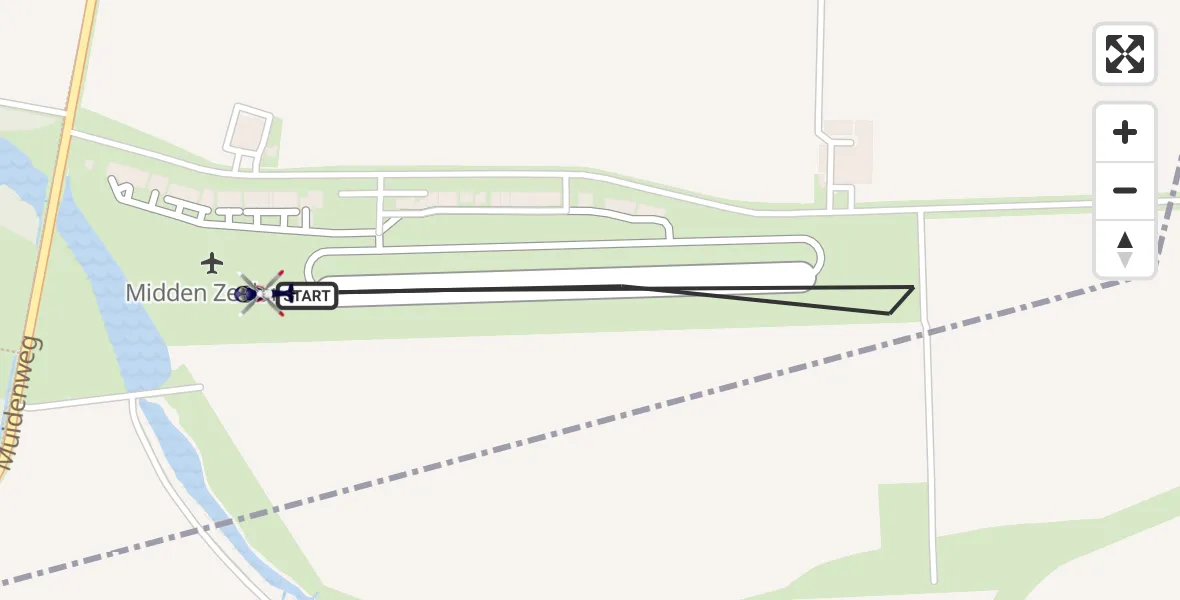 Vluchtroute Politiehelikopter Vliegveld Midden-Zeeland - Vliegveld Midden-Zeeland, 04 april 2024, 09:58