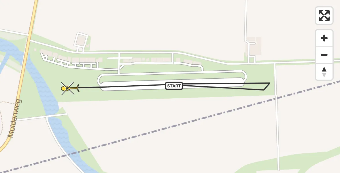 Routekaart van de vlucht: Politieheli naar Vliegveld Midden-Zeeland, Calandweg