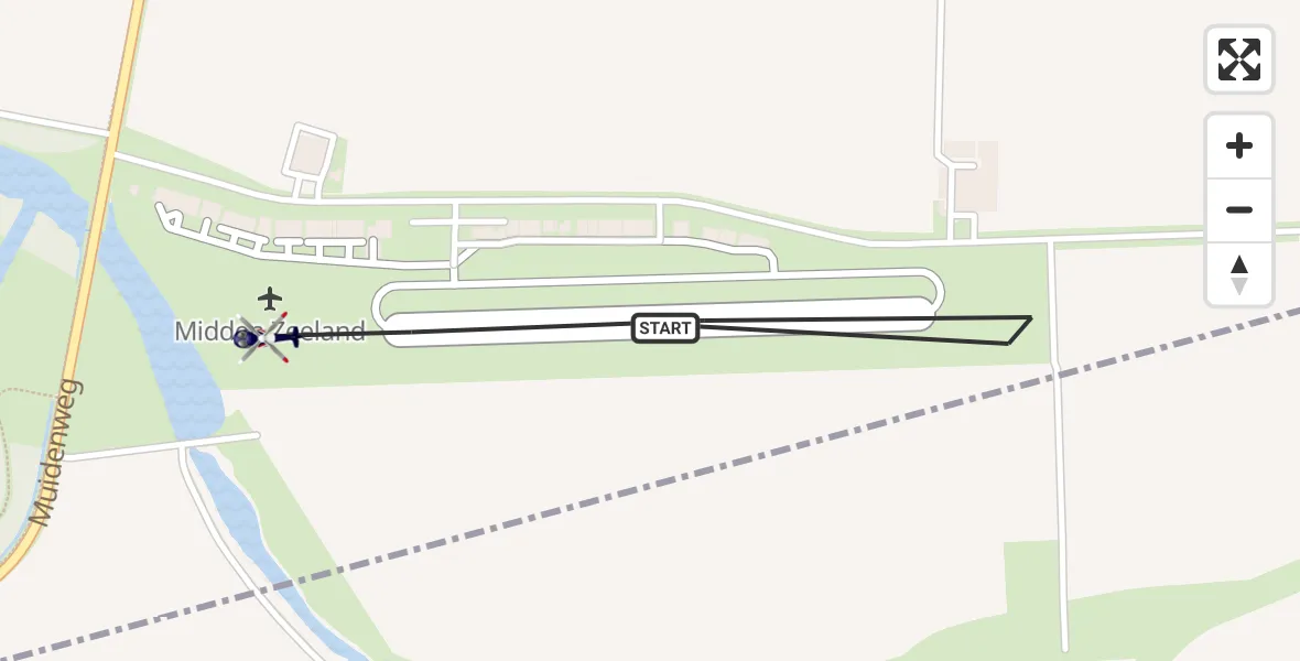 Vluchtroute Politiehelikopter Vliegveld Midden-Zeeland - Vliegveld Midden-Zeeland, 04 april 2024, 10:03