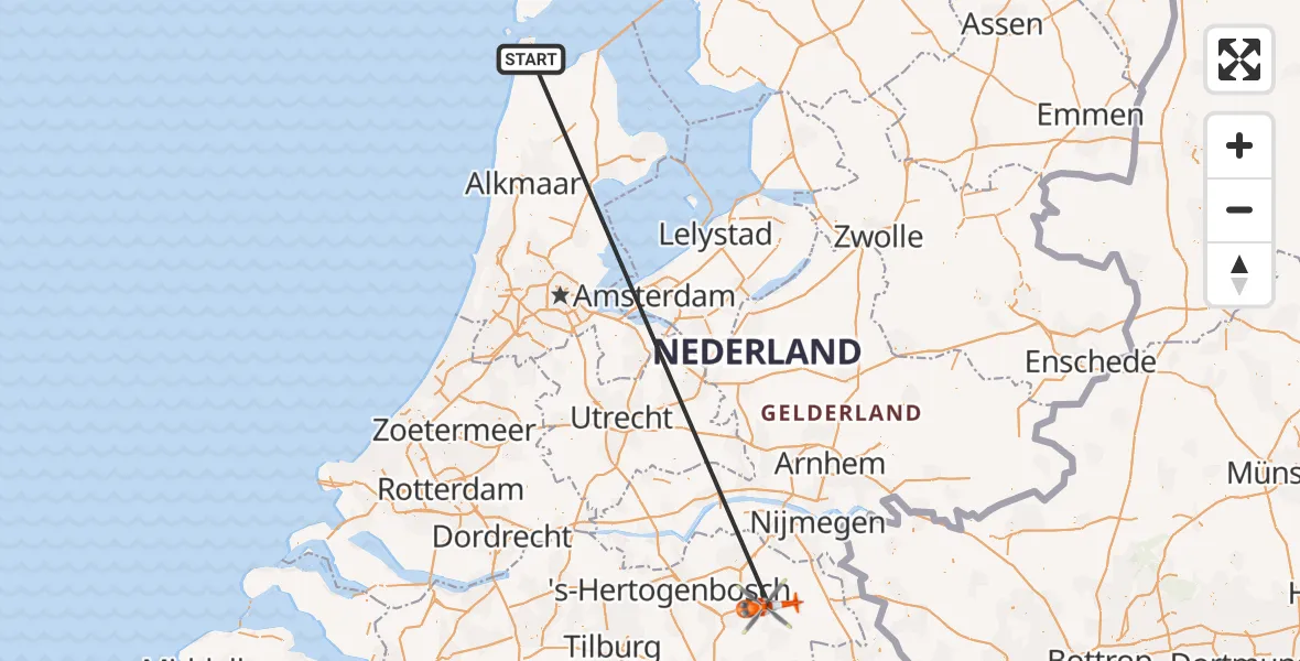 Vluchtroute Kustwachthelikopter Vliegveld De Kooy - Vliegbasis Volkel, 04 april 2024, 12:27