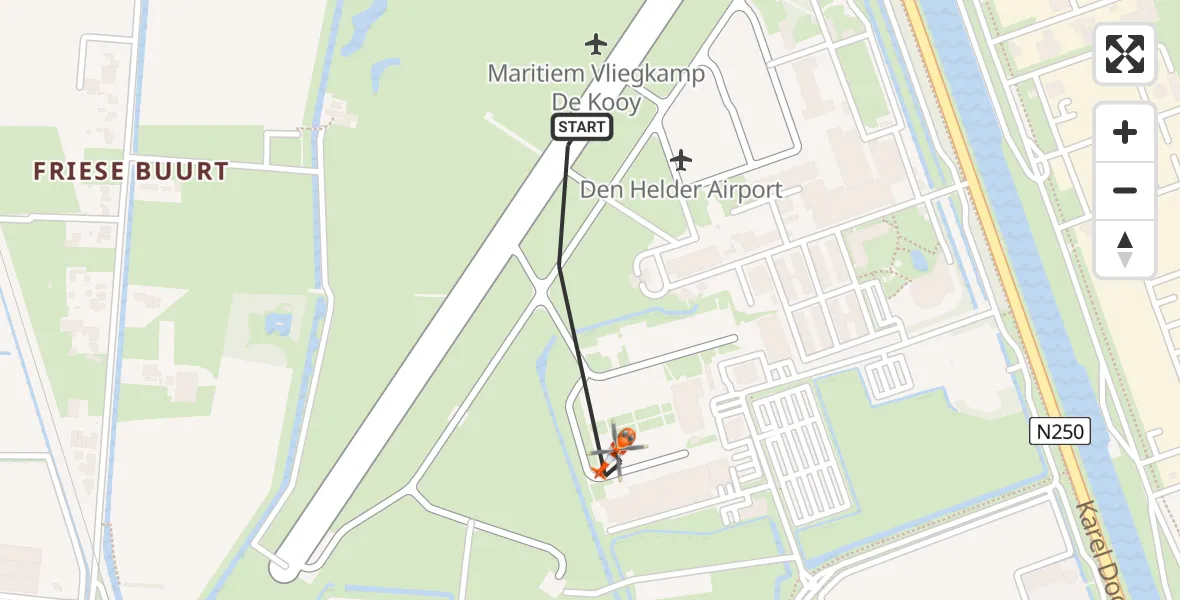 Vluchtroute Kustwachthelikopter Vliegveld De Kooy - Vliegveld De Kooy, 04 april 2024, 14:01