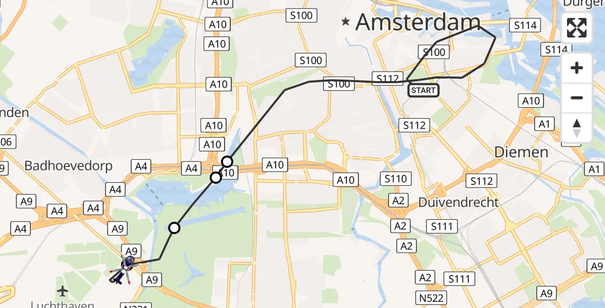 Vluchtroute Politiehelikopter Amsterdam - Schiphol, 04 april 2024, 14:23