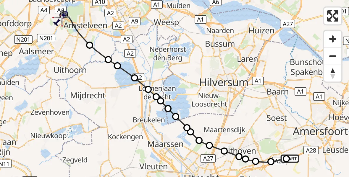 Vluchtroute Politiehelikopter Amersfoort - Schiphol, 04 april 2024, 15:15