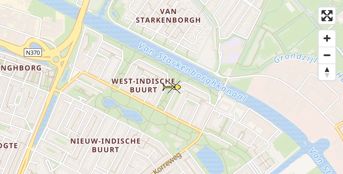 Routekaart van de vlucht: Traumahelikopter naar Groningen