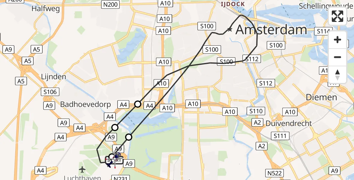 Vluchtroute Politiehelikopter Schiphol - Schiphol, 04 april 2024, 15:58