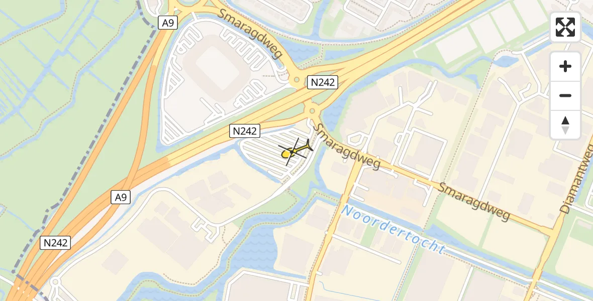 Routekaart van de vlucht: Kustwachthelikopter naar Alkmaar