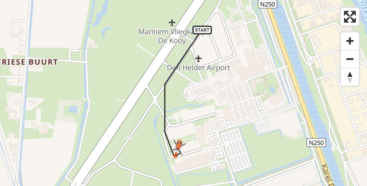 Vluchtroute Kustwachthelikopter Vliegveld De Kooy - Vliegveld De Kooy, 04 april 2024, 16:39
