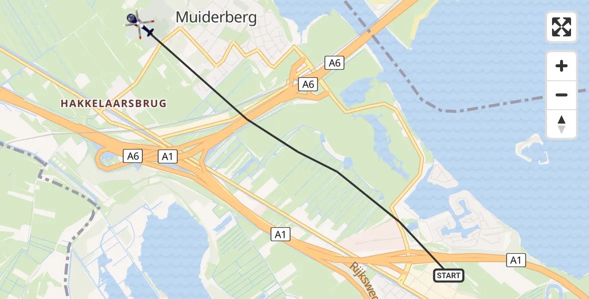 Vluchtroute Politiehelikopter Naarden - Muiderberg, 04 april 2024, 18:07